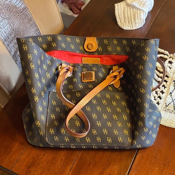 Dooney & Bourke Black and Gold Monogram Tote - Picture 1 of 5